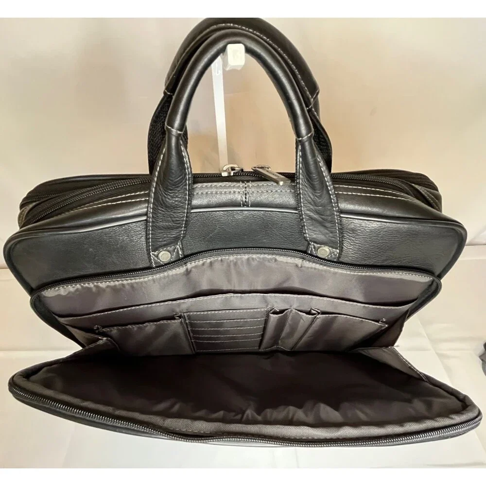 Hertitage Leather Laptop Messenger Bag Black